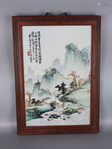 Chinese Famille Rose Figurine Porcelain Plaque