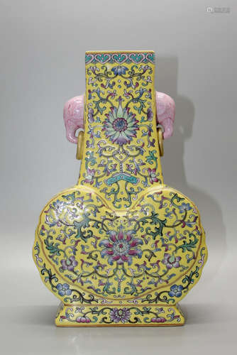 Chinese Famille Rose Porcelain Vase, Marked