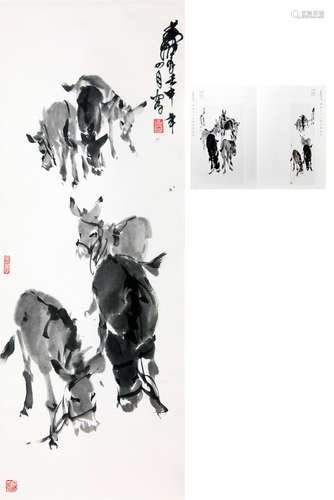 Chinese Painting Of Donkeys, Huang Zhou Mark