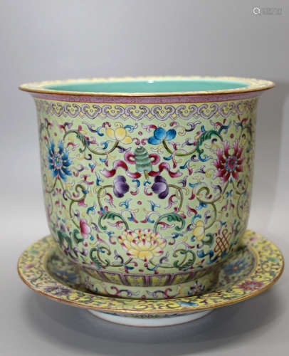 Chinese Famille Rose Porcelain Jardiniere, Marked