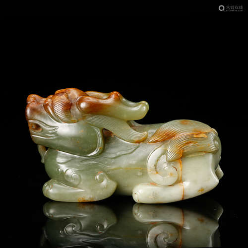 Chinese Celadon Jade Beast