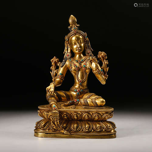 Chinese Gilt Bronze Seated Tara