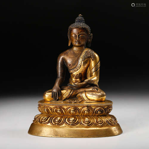 Chinese Gilt Bronze Seated Shakyamuni