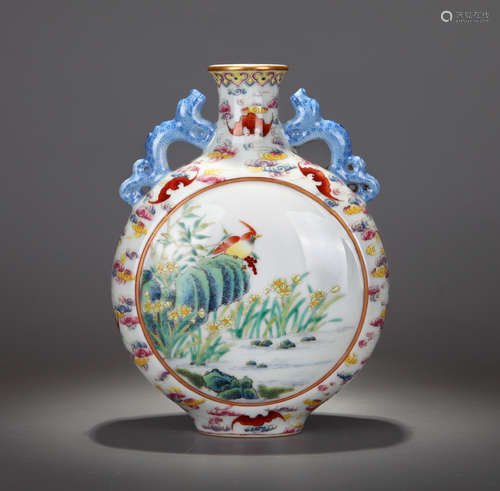 Chinese Famille Rose Porcelain Vase, Marked,