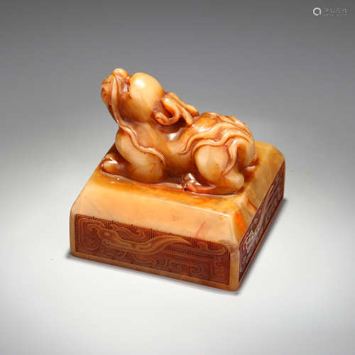 Chinese Soapstone Beast Seal,