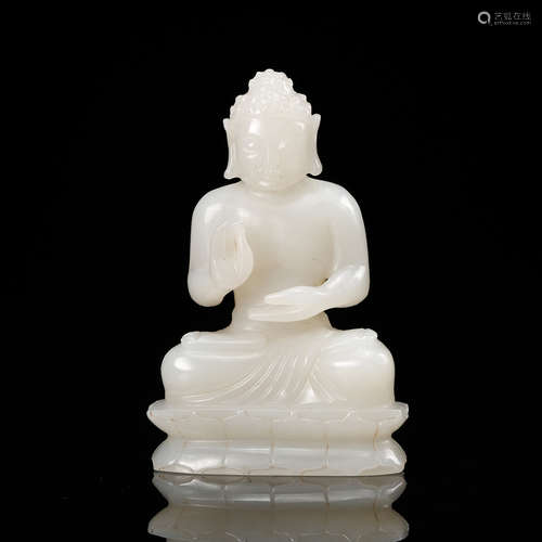 Chinese White Jade Seated Shakyamuni