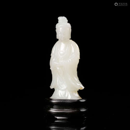 Chinese White Jade Standing Guanyin