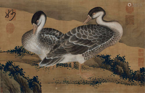 蒋廷锡（1669～1732） 双雁图 立轴 设色绢本