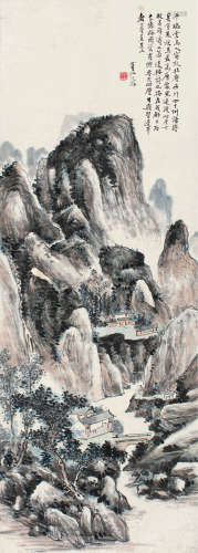 黄宾虹（1865～1955） 边楼清秋 镜片 设色纸本