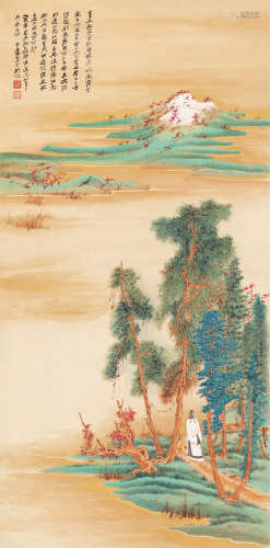 张大千（1899～1983） 1945年作 峒关蒲雪图 镜片 设色纸本