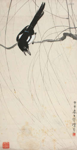 徐悲鸿（1895～1953） 1944年作 喜鹊图 立轴 设色纸本