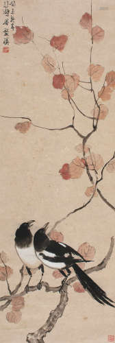 徐悲鸿（1895～1953） 1943年作 双喜图 立轴 设色纸本