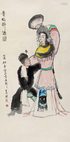 关良（1900～1986） 1982年作 贵妃醉酒图 镜片 设色纸本