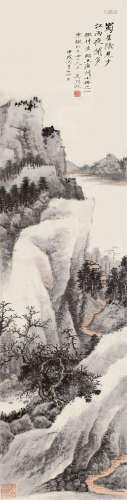 吴湖帆（1894～1968） 1934年作 江雨晴峦 立轴 设色纸本