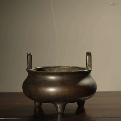 Chinese Bronze Tripod Censer, Marked