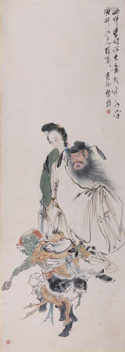 Chinese School Figurine Painting, Xu Cao Mark