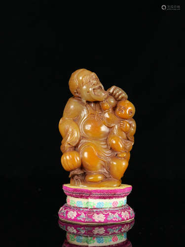 Chinese Yellow Soapstone Carved Figurines