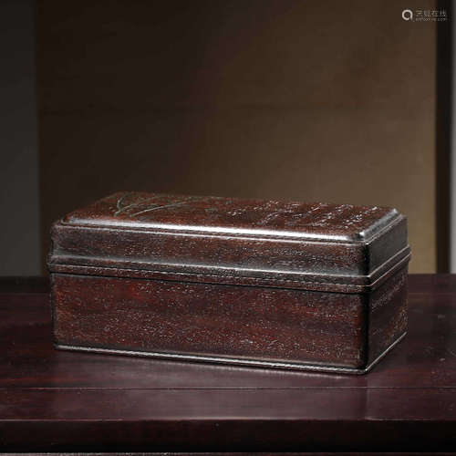 Chinese Hardwood Carved Double Layer Box