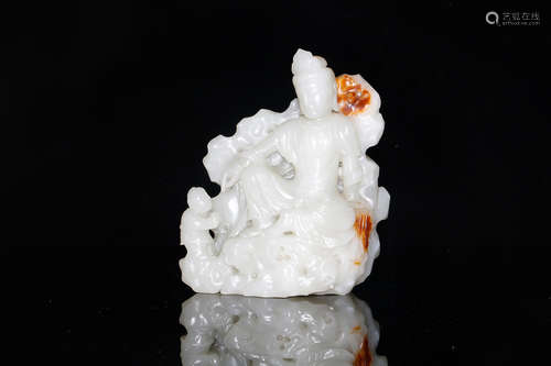 Chinese White Jade Seated Guanyin