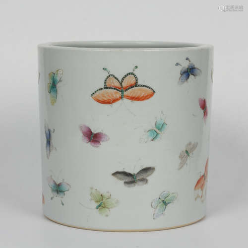 Chinese Famille Rose Porcelain Brush Pot, Mmarked