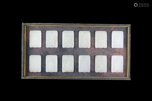 Chinese White Jade 12 Zodiac Plaques