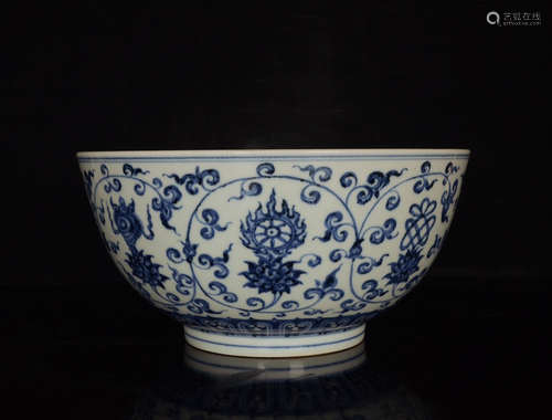 Chinese Blue White Porcelain Bowl, Marked