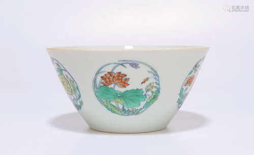 Chinese Doucai Porcelain Cup, Marked