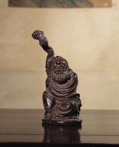 Chinese Bamboo Carved Damo Figurine