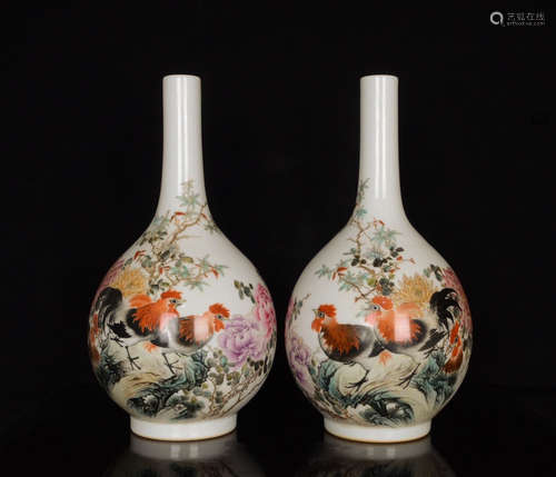 Chinese Famille Rose Porcelain Vases