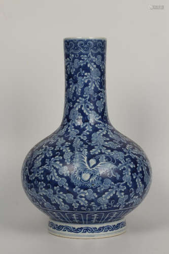 Chinese Blue White Porcelain Vase, Marked