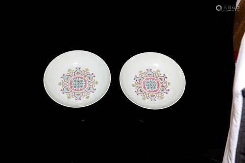 Chinese Famille Rose Porcelain Plate, Pair