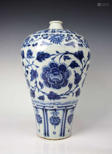 chinese blue white porcelain meiping vase