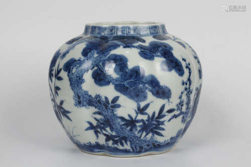 Chinese Blue White Porcelain Jar, Marked