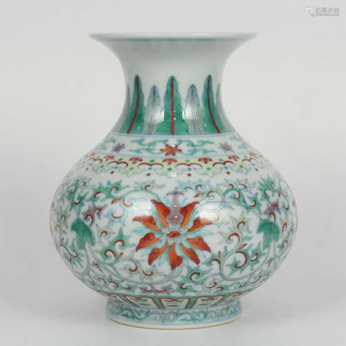 Chinese Doucai Porcelain Vase, Marked