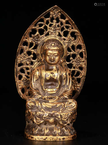 Chinese Gilt Bronze Seated Shakyamuni