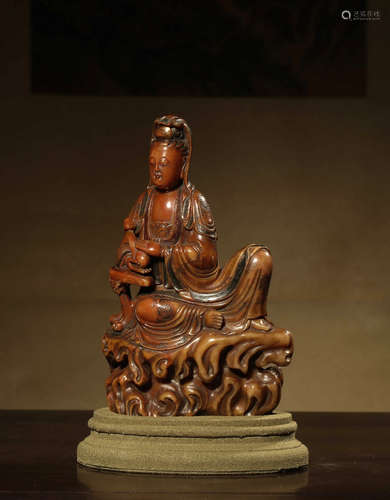 Chinese Soapstone Carved Seated Guanyin