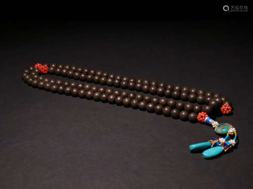 Chinese Chenxiang Wood Beads Necklace