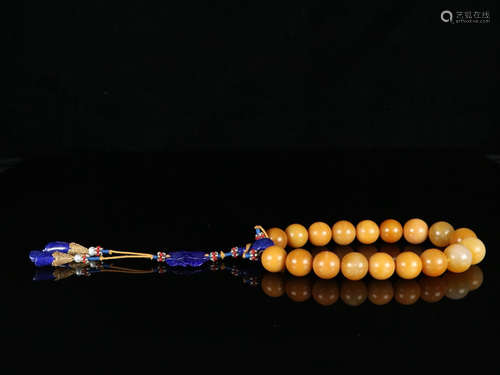 Chinese Yellow Soapstone Prayer Beads