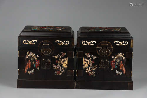 Chinese Hardwood Jewlery Chest With Inlaids, Set O