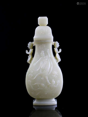 Chinese Celadon Jade Cover Vase