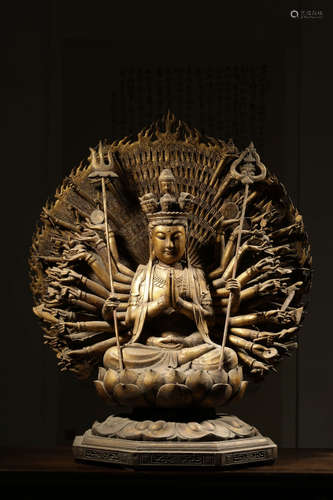 Chinese Lacquer Wood Carved Avalokitesvara