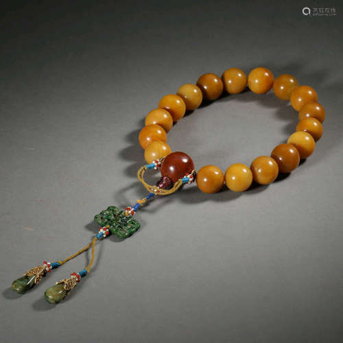Chinese Yellow Soapstone Prayer Beads