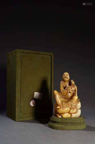 Chinese Soapstone Carved Lohan, Marked