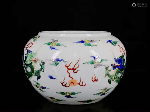 Chinese Famille Verte Porcelain Brush Washer