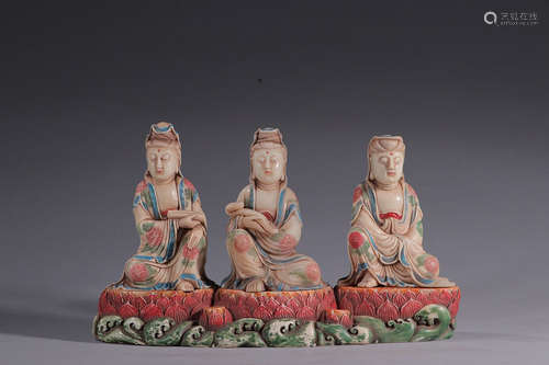 Chinese Polychrome Soapstone Figure Of Guanyin