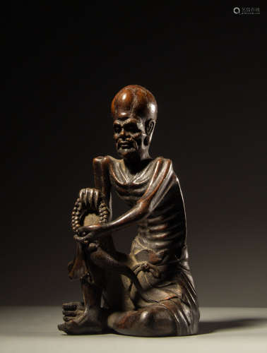 Chinese Bamboo Carved Seated Lohan