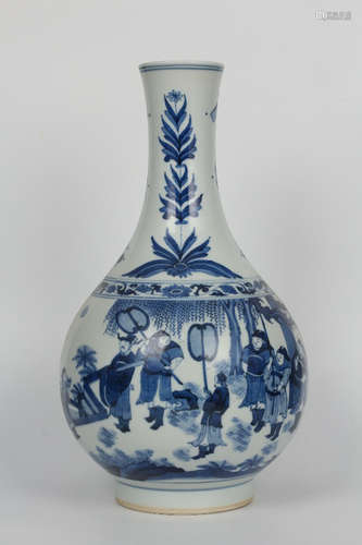 Chinese Blue White Porcelain Vase, Story Motif