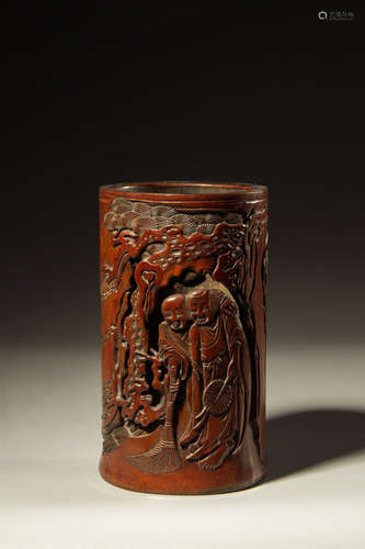 Chinese Bamboo Carved Brush Pot