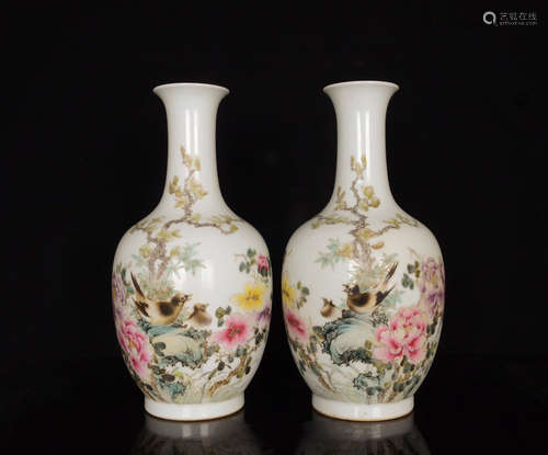 Chinese Famille Rose Porcelain Vases