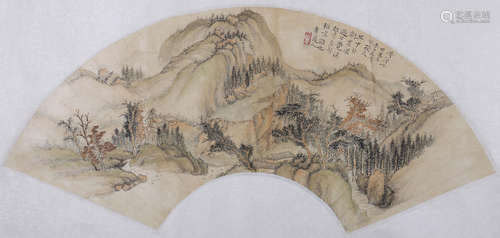 Chinese School Fan Painting, Yun Shouping Mark